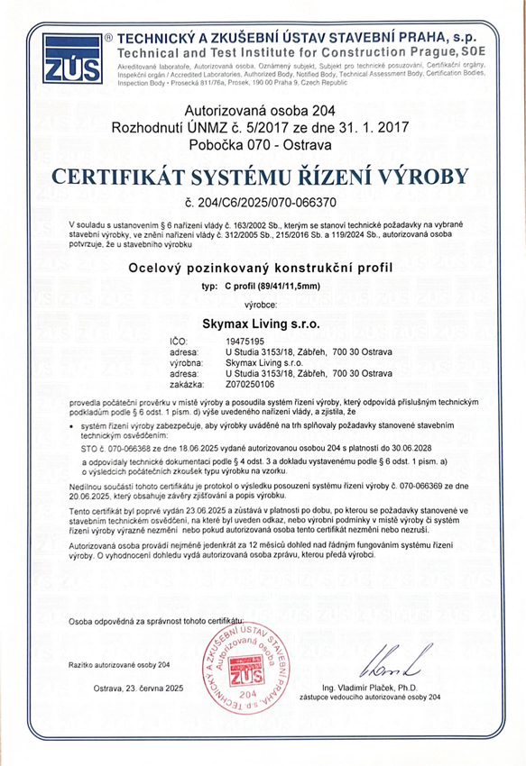 Certificado de control de producción